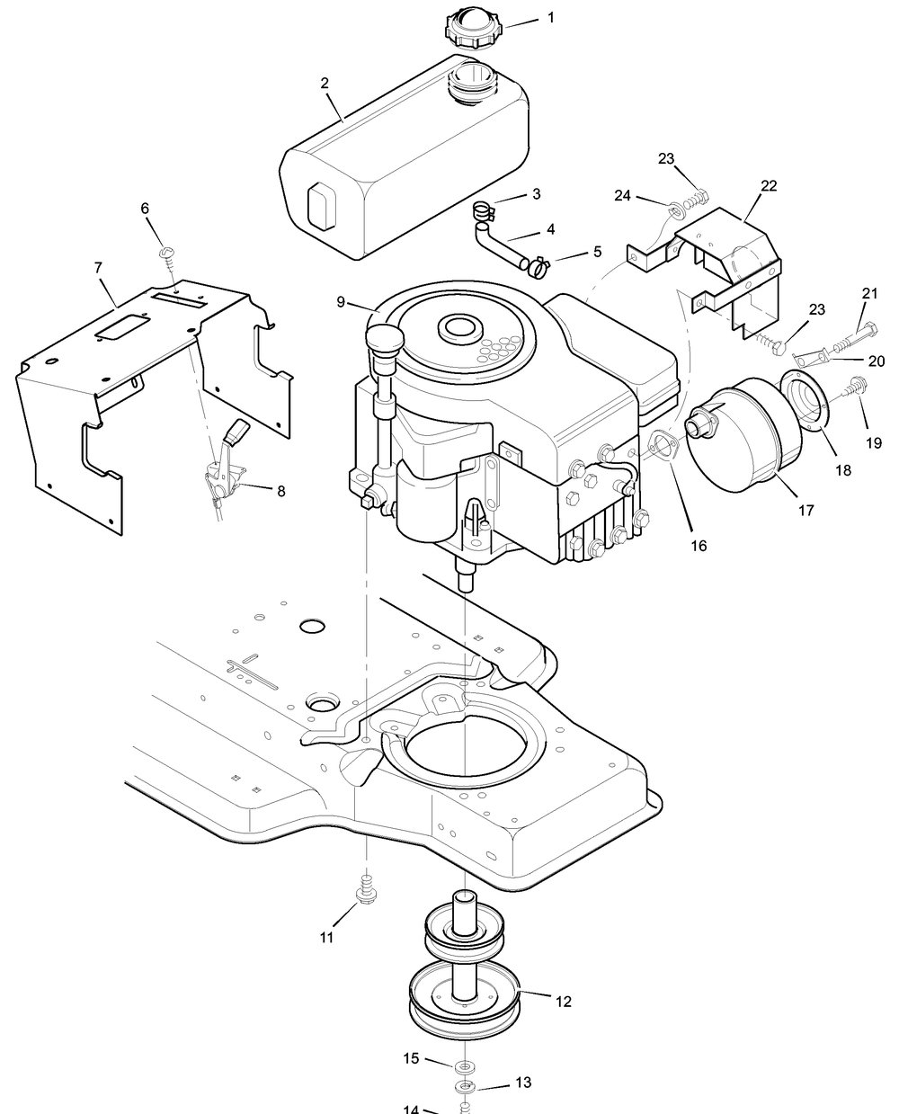 Engine Mount Diagram and Parts List for 387001X00A 2003 Briggs and Stratton Lawn Tractor